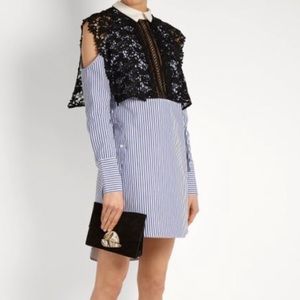 Self-Portrait Lace and Striped-Cotton Dress